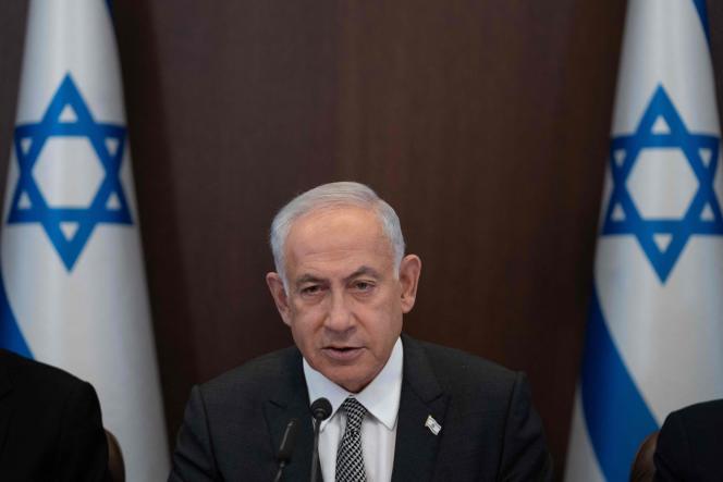 Israeli Prime Minister Binyamin Netanyahu chairs his weekly cabinet meeting in Jerusalem on February 12, 2023.