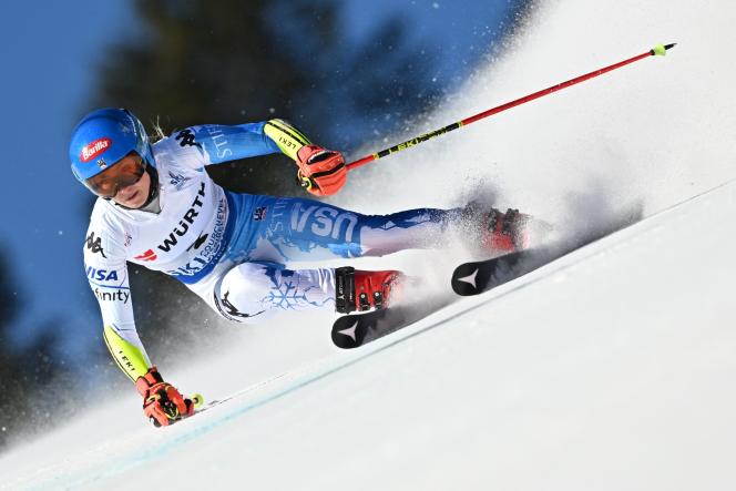 Mikaela Shiffrin, during the first round of the giant slalom of the Alpine Ski Worlds, in Méribel (Savoie), Thursday February 16, 2023.