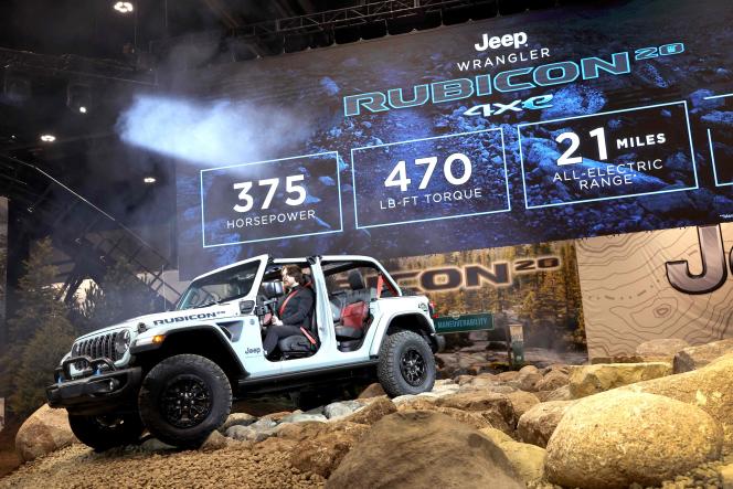 Jeep Rubicon 4xe at the Chicago Auto Show in Chicago, Ill., Feb. 9, 2023.