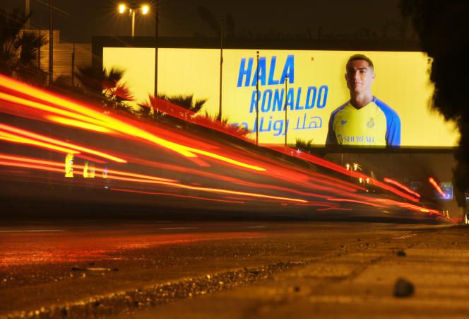 A 'Welcome Ronaldo' sign posted on a street in Riyadh, Saudi Arabia, January 2, 2023. 