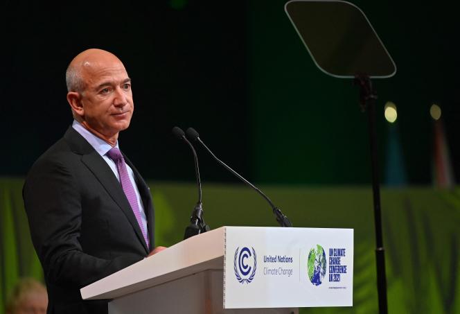 Amazon founder Jeff Bezos at COP26 in Glasgow on November 2, 2021. 