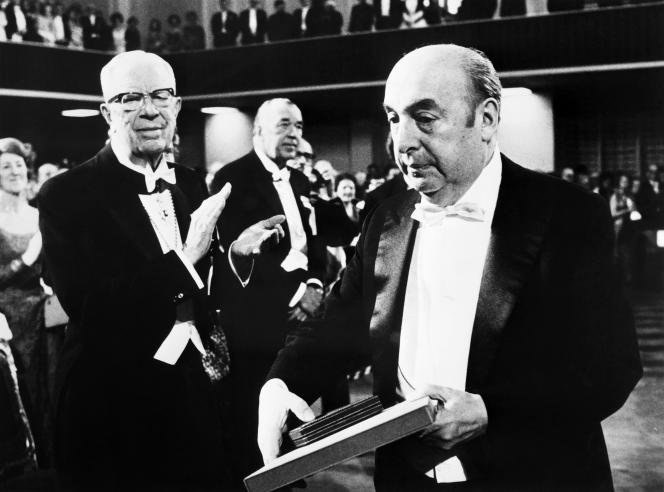 Poet Pablo Neruda receives the Nobel Prize for Literature, in Stockholm, Sweden, on October 12, 1971. 