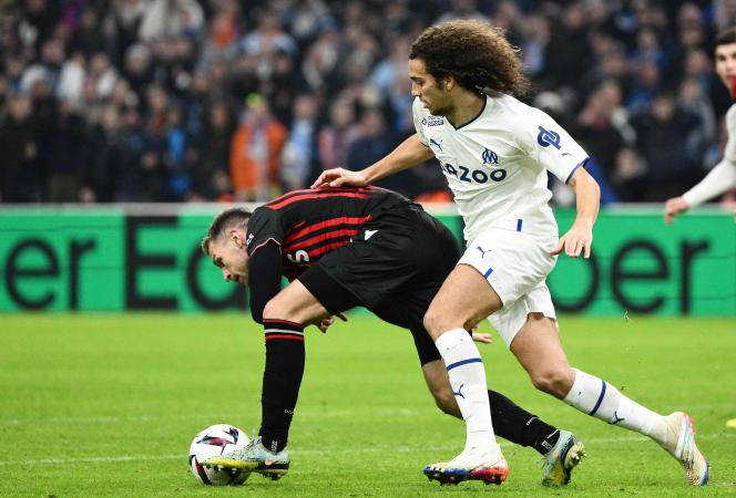 OM midfielder Mattéo Guendouzi, in the fight with the Niçois Aaron Ramsey, Sunday February 5, 2023, at the Stade-Vélordome, in Marseille. 