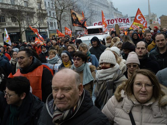 In the procession of the demonstration against the pension reform in Valenciennes, January 31, 2023. 