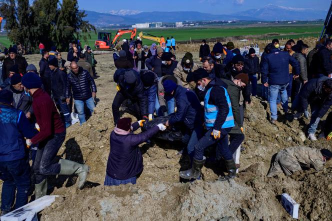 In a mass grave in Hatay, a province in southern Turkey, on February 10, 2023.