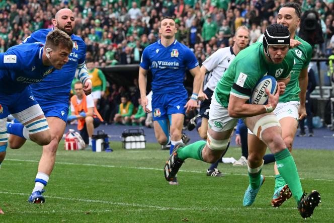 Ireland captain James Ryan scored the first try of the match at the Olympic Stadium in Rome on February 25, 2023.