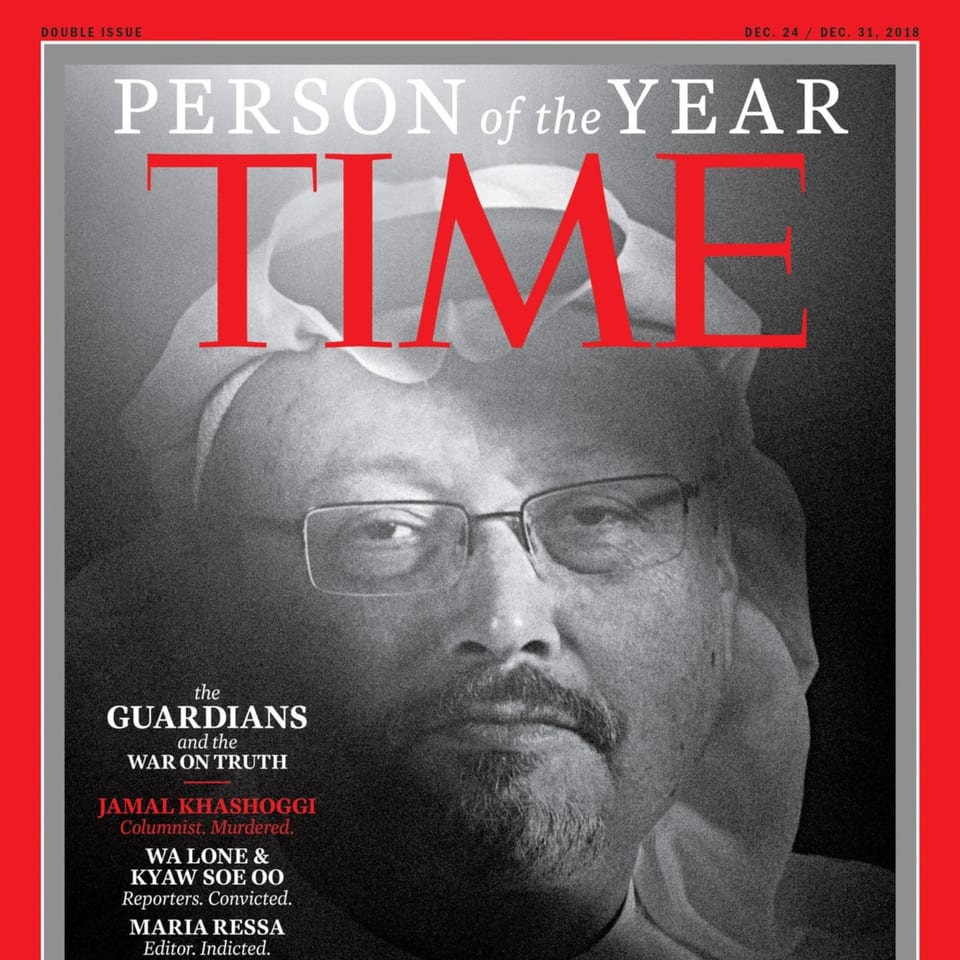 Front cover of Time magazine with Jamal Kashoggi