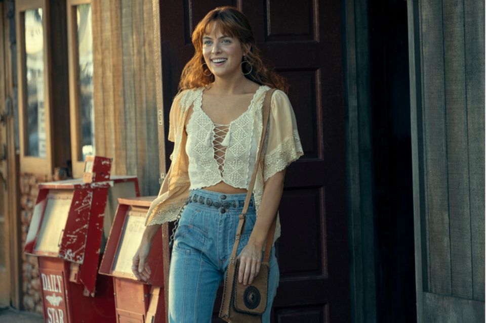 Daisy Jones regularly impresses with playful looks in the series.