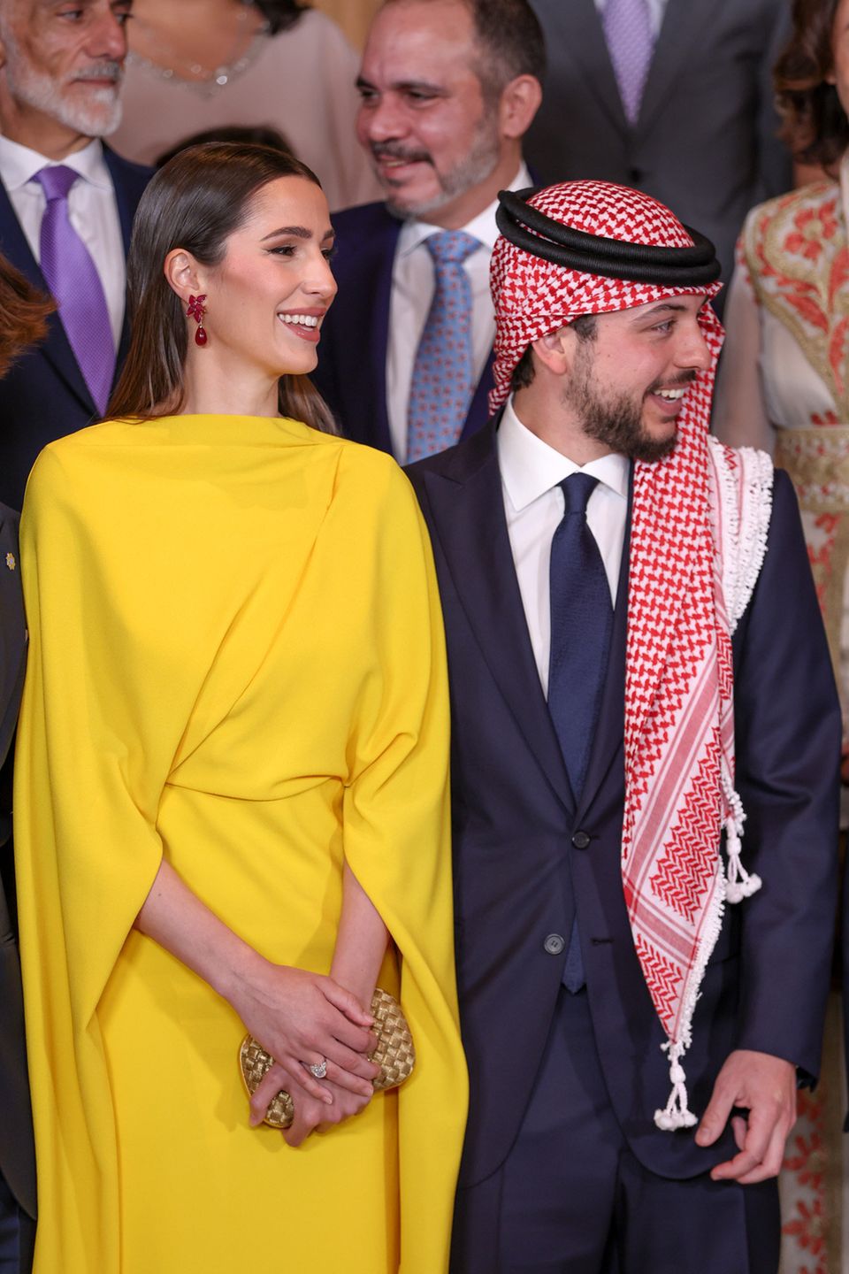 At Princess Iman's wedding, Rajwa Al Saif shines with her bling. 