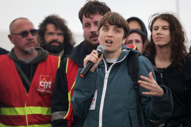 Actress Adèle Haenel in front of the Gronfreville-l'Orcher refinery, March 24, 2023.