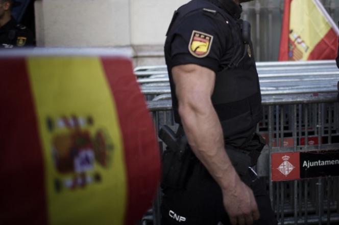 A policeman in Barcelona on October 8, 2017. 