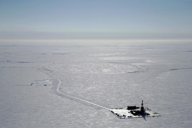 This 2019 aerial photo provided by ConocoPhillips shows an exploratory drilling camp at the proposed site for the Willow oil project on Alaska's North Slope.
