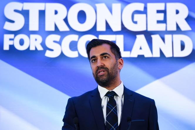 Humza Yousaf, the new leader of the Scottish National Party (SNP), in Edinburgh on Monday March 27, 2023.