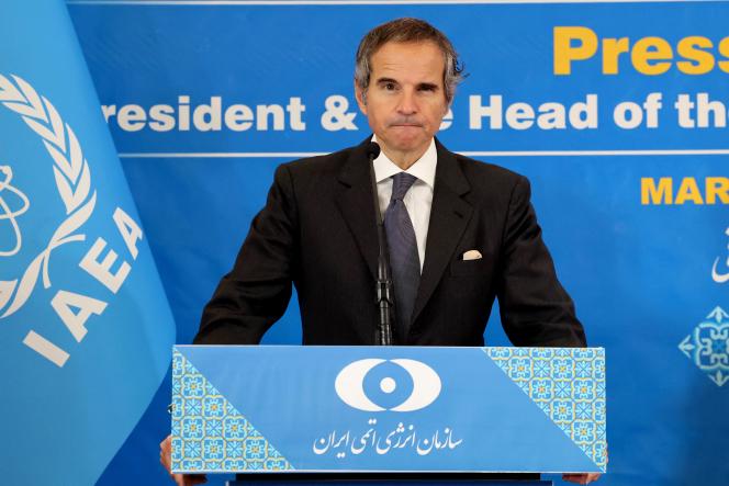 The head of the International Atomic Energy Agency (IAEA), Rafael Mariano Grossi, during a press conference in Tehran, March 4, 2023. 