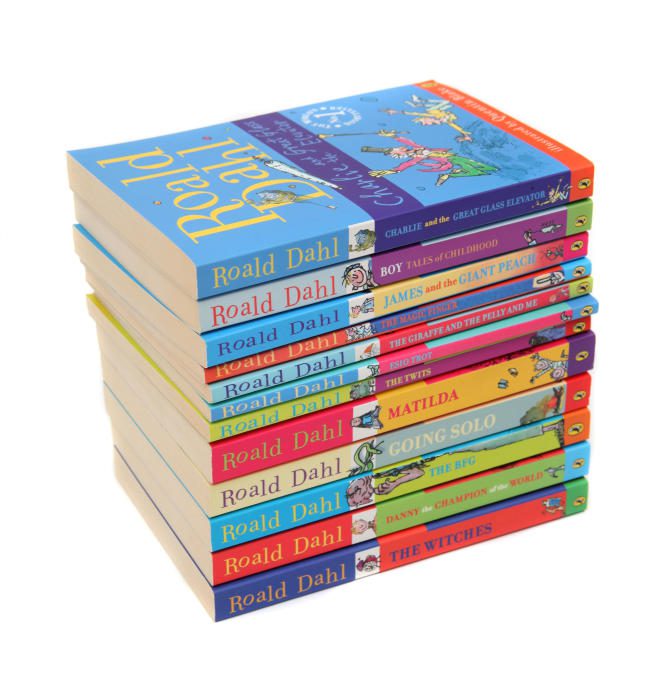 A collection of Roald Dahl's books.