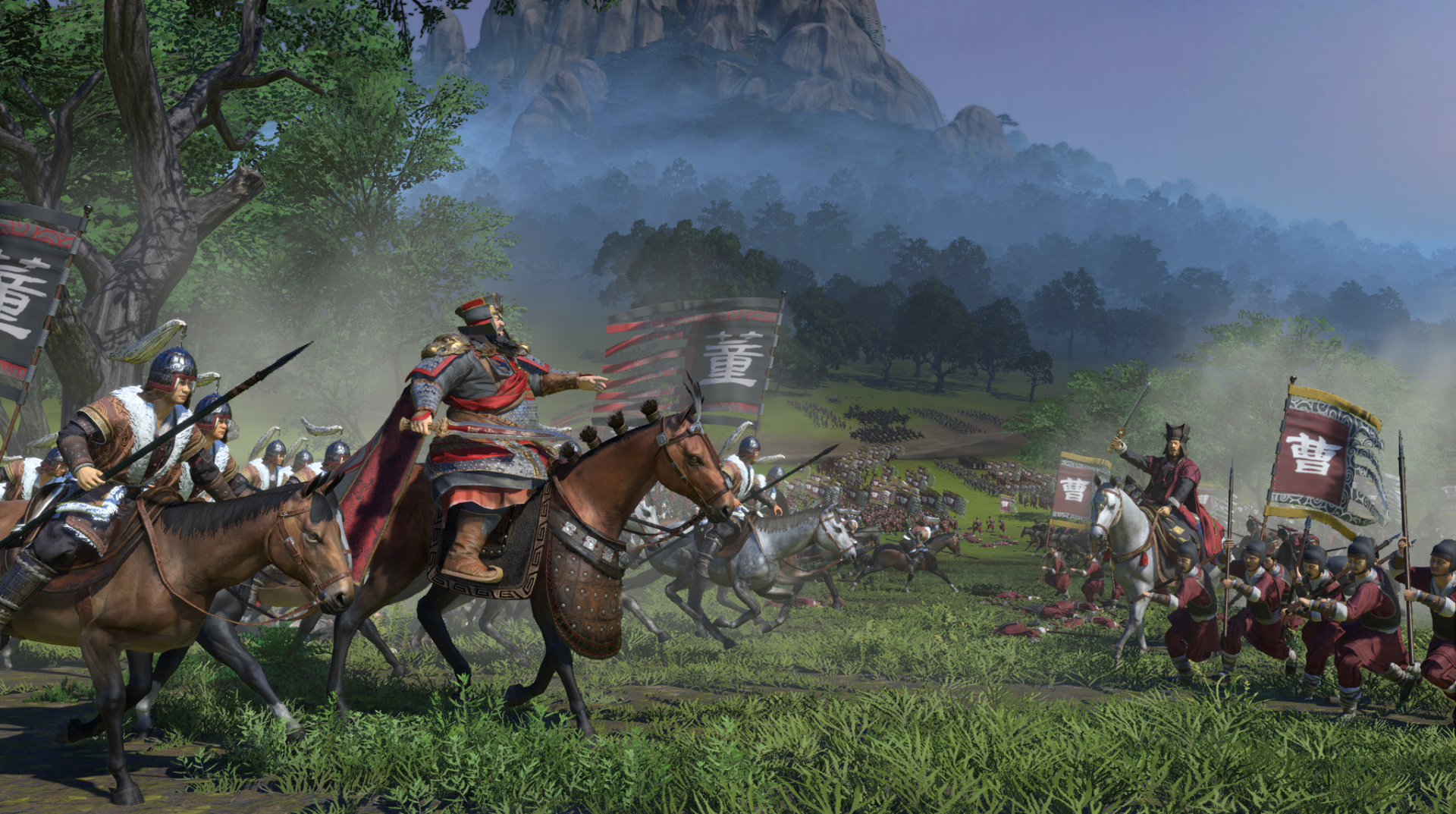 “Total War: Three Kingdoms” puts us in the shoes of great warlords.  On the left, the tyrant Dong Zhuo.  On the right, Prime Minister Cao Cao, emblematic figure of the “Three Kingdoms”.  Neither of them is an altar boy.