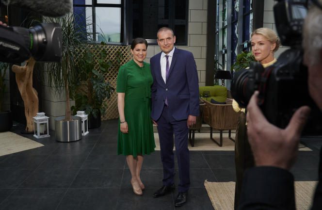 Iceland's First Lady Eliza Reid and President Gudni Thorlacius Johannesson in Reykjavik on June 27, 2020.