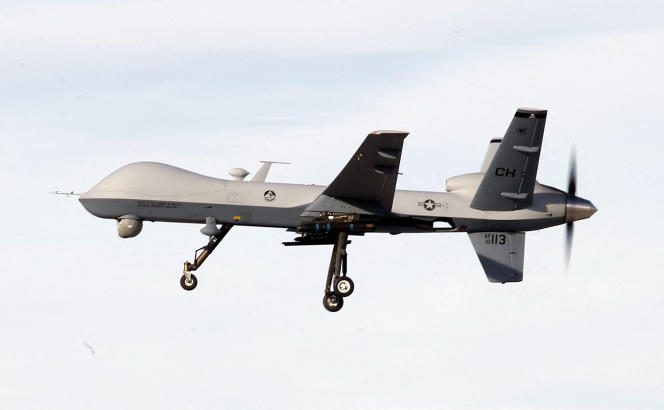 An MQ-9 Reaper drone at Creech Air Force Base, Nevada, Dec. 17, 2015. 