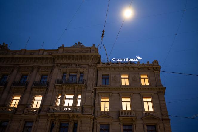 The headquarters of the Credit Suisse bank in Zürich, Saturday March 18.