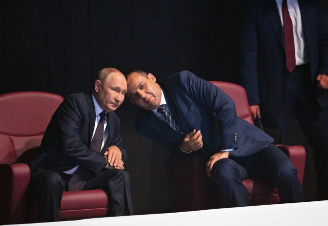 Russian President Vladimir Putin and Umar Kremlev, Secretary General of the Russian Boxing Federation, in September 2022, in Moscow.