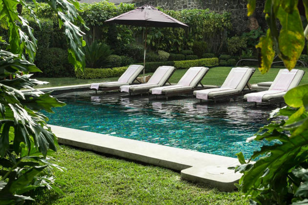 Swimming pool at the Casa Fernanda boutique hotel, in Tepoztlán, Mexico.