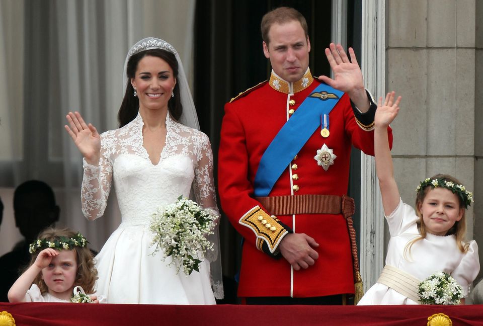 Lady Margarita Armstrong-Jones (right) as the flower girl at Catherine and Prince William's wedding in 2011.