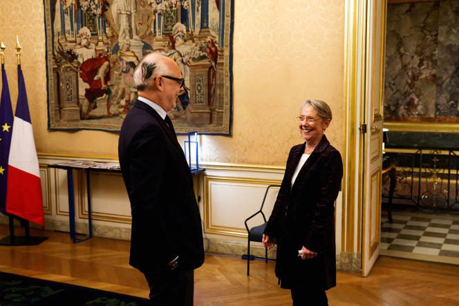The mayor of Le Havre and president of the Horizons party, Edouard Philippe, received by Prime Minister Elisabeth Borne, at the Matignon hotel, in Paris, on March 29, 2023.