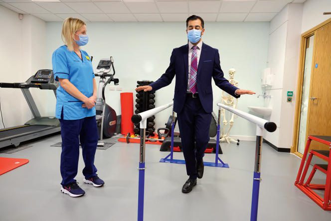 Humza Yousaf visits a new medical center in Glasgow on April 5. 