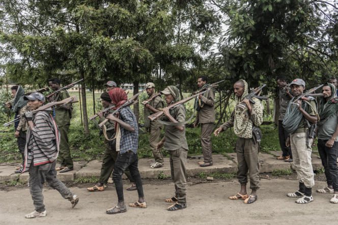 Amhara militiamen near the village of Dabat, Ethiopia, in September 2021.
