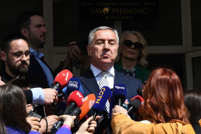   President Milo Djukanovic leaving his polling station in Podgorica on April 2, 2023.