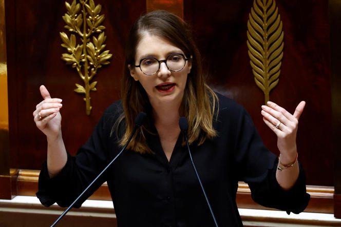 Aurore Bergé, deputy and president of the parliamentary group of the Renaissance party, at the National Assembly, March 20, 2023.