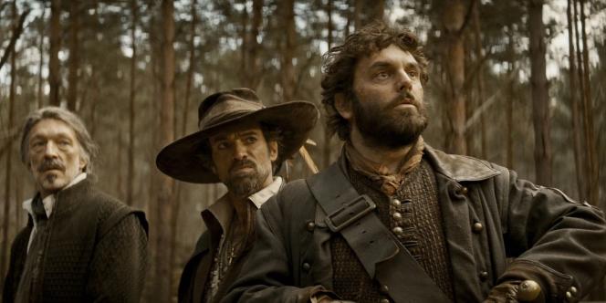 Athos (Vincent Cassel), Aramis (Romain Duris) and Porthos (Pio Marmaï) in “The Three Musketeers.  D'Artagnan
