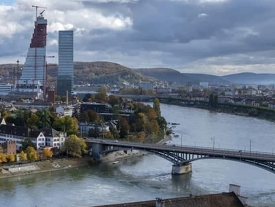 View over Basel with the Wettstein bridge.