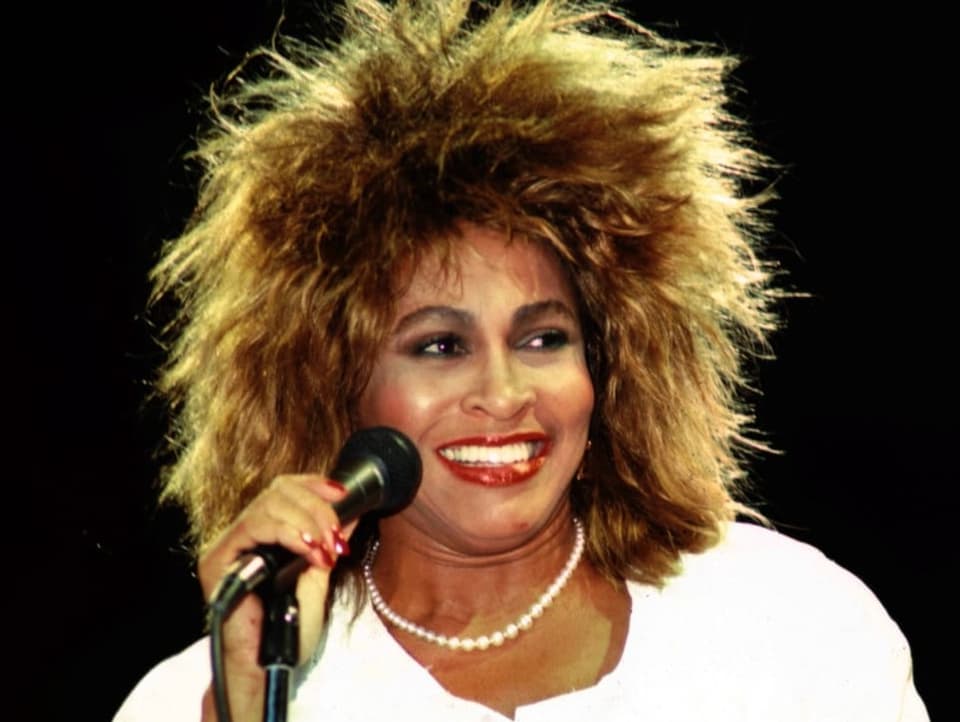 Close-up of Tina Turner on stage