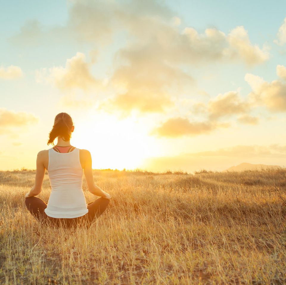 Relieve stress: woman meditates