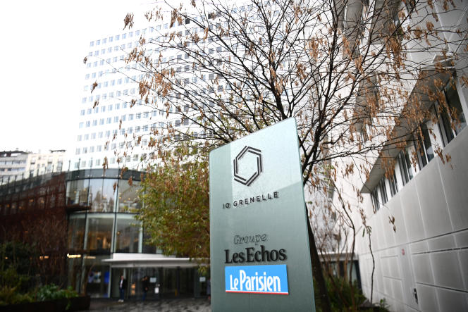 The headquarters of the Les Echos-Le Parisien Group, in Paris, on December 20, 2022. 