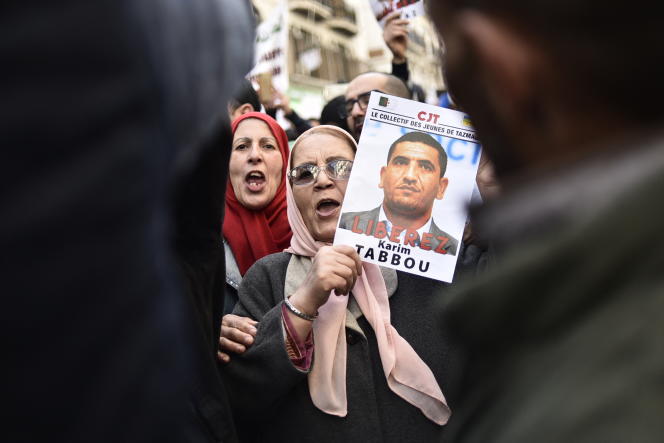 Demonstration for the release of Karim Tabbou, in Algiers, in January 2020.