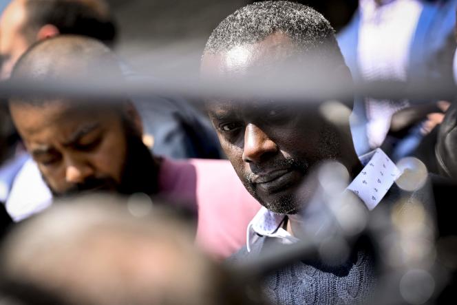 Sanda Dia's father leaves the Antwerp Court of Appeal on May 26, 2023, after the judgment in the trial against eighteen members of the Reuzegom student circle associated with the death of his son in 2018. 