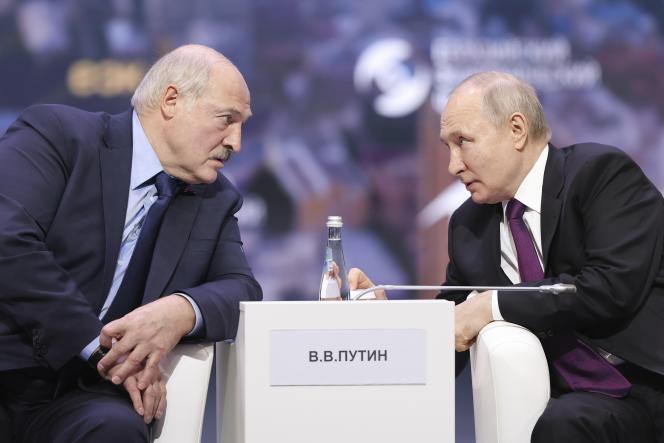 Alexander Lukashenko and Vladimir Putin, in Moscow, May 24, 2023.