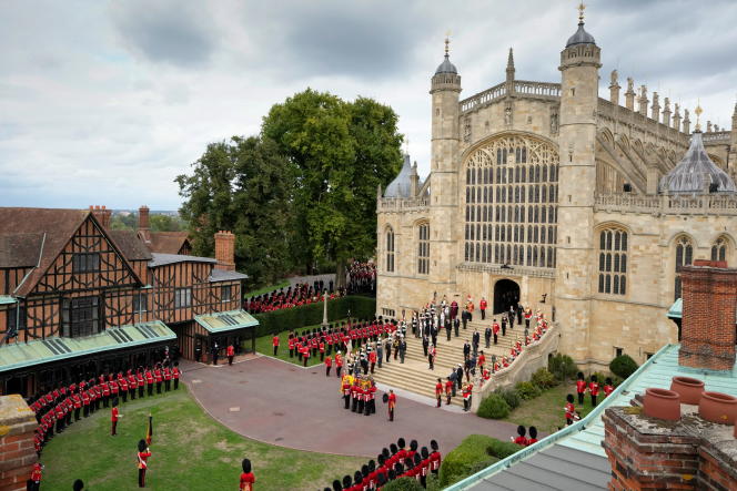 St George's Chapel at Windsor Castle during the funeral of Queen Elizabeth II on September 19, 2022.