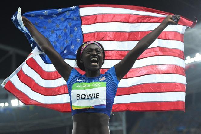American athlete Tori Bowie after winning the silver medal in the women's 100 meter final during the Rio Olympics in Brazil in 2016. (Photo Johannes EISELE / AFP)