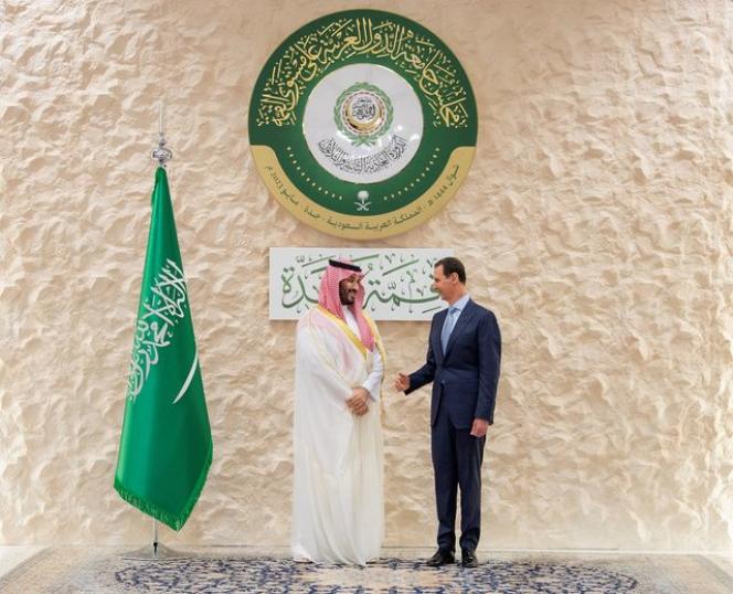 Saudi Arabia's Crown Prince Mohammed Bin Salman (left) and Syrian President Bashar Al-Assad ahead of the Arab League summit in Jeddah, Saudi Arabia, May 19, 2023.