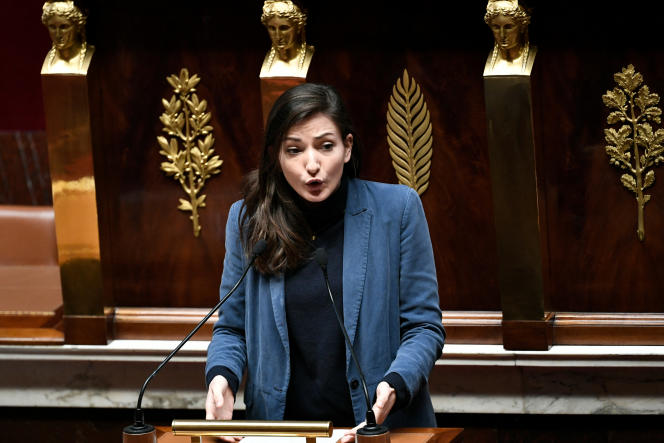 EELV MP Marie-Charlotte Garin (Rhône), during a session devoted to the legislative proposals of the RN parliamentary group, at the National Assembly, January 12, 2023.