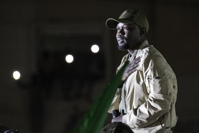 Ousmane Sonko during an opposition meeting in Dakar, March 14, 2023.