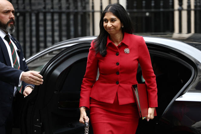 British Home Secretary Suella Braverman outside 10 Downing Street in London on May 22, 2023.