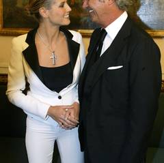 In 2003, Heidi Klum met and fell in love with Flavio Briatore.  During the relationship, which lasted about a year, Klum became pregnant and gave birth to their first daughter in May 2004.  However, Briatore denies being the child's father.