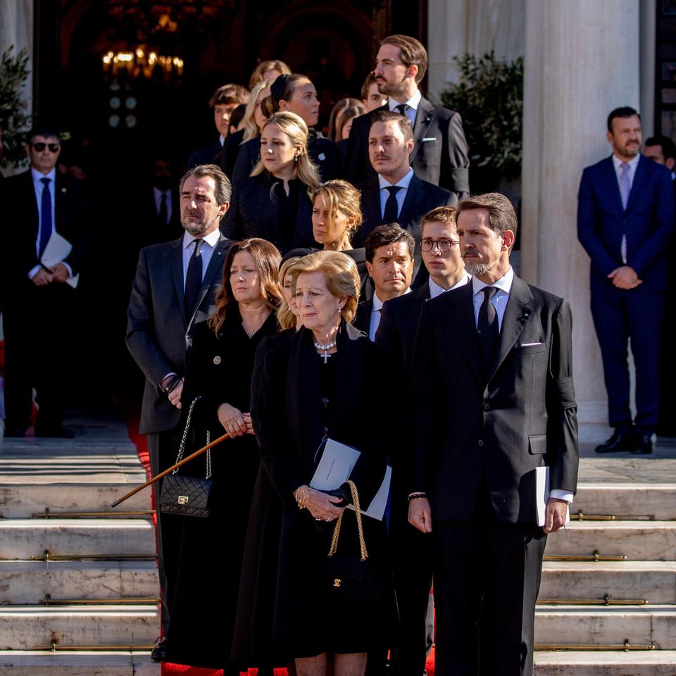 Royals at the funeral service for Constantine of Greece