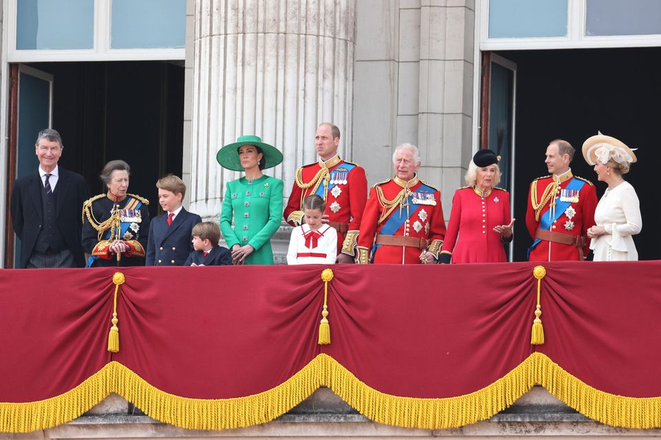 King Charles and Queen Camilla with members of the Royal Family