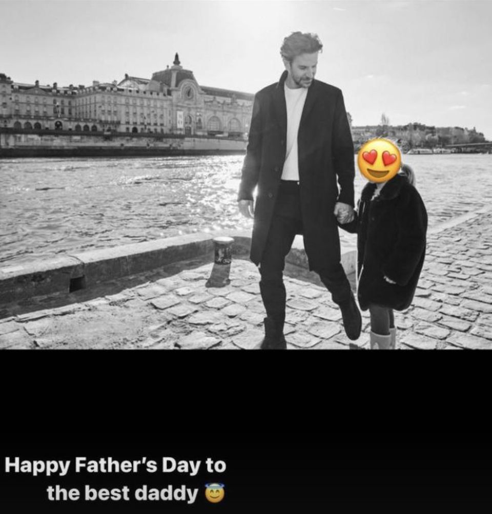 Irina Shayk posted a photo of Bradley Cooper and their daughter Lea de Seine on her Instagram Story to celebrate Father's Day in America (June 18, 2023). 