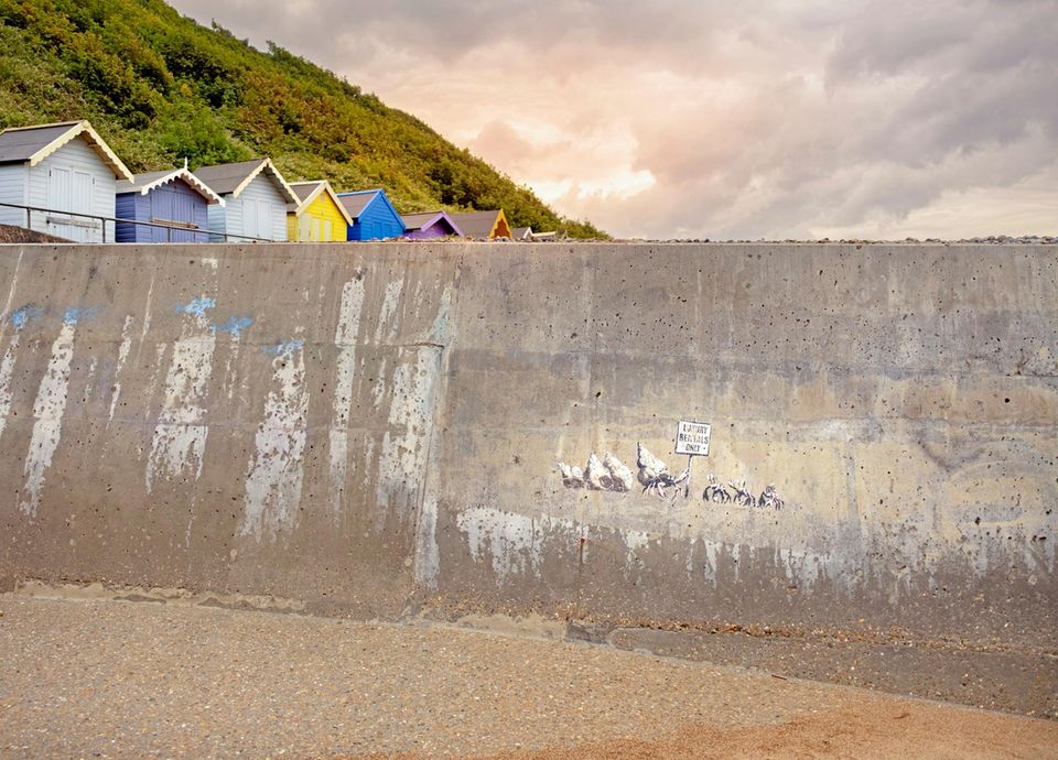 Ein echter Banksy im Seebad Cromer.